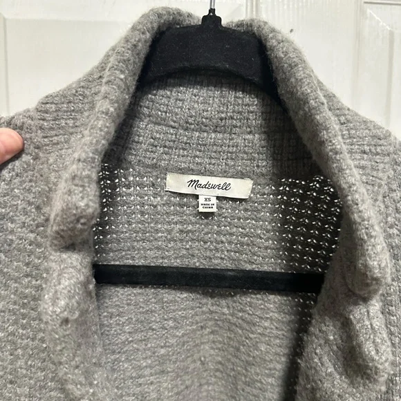 Madewell Gray Merino Wool Long Sleeve Open Sweater Jacket Women's Size XS